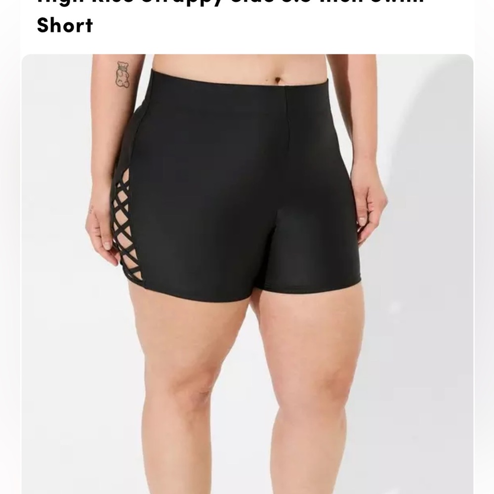 Torrid black strappy side swim shorts with no lining
